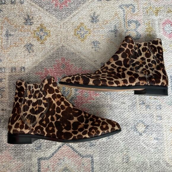 Rebecca Minkoff Women Maydsin Leopard Pointed Toe Calfskin Ankle Boots Size 7 - Picture 6 of 9